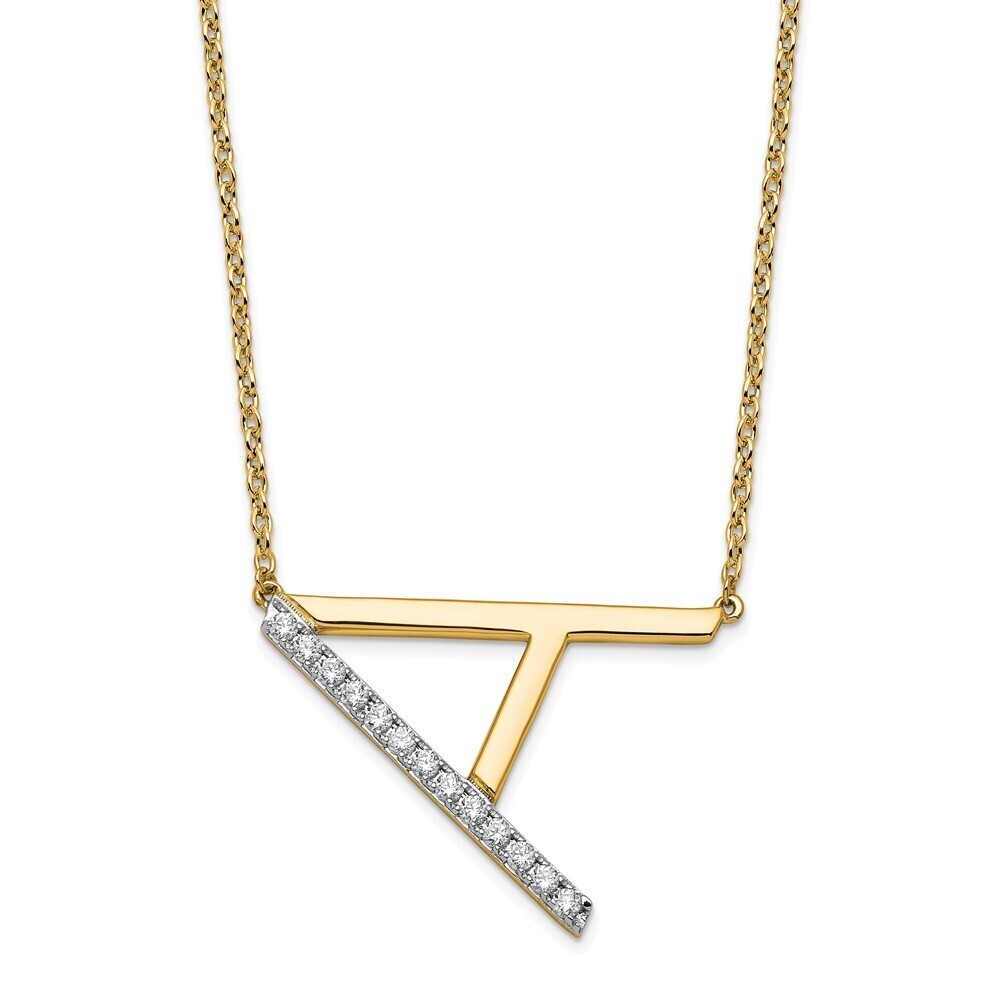 Kazi Luxury 14k Yellow Gold Sideways Diamond Initial A Necklace